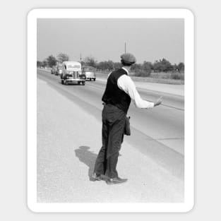 Hitching a Ride, 1939. Vintage Photo Sticker